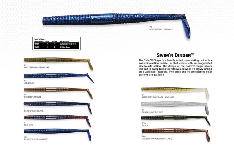 Yum Lures YSMD574 Swim'N Dinger Fishing Bait, Watermelon/Pearl Laminate, 5" - Image 3